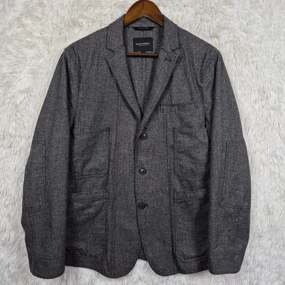 Banana Republic Mens 42S Modern Slim Grey Worker Jacket Sport Coat Unstructured